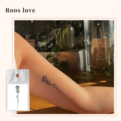 Tijdelijke Tattoo Roos love