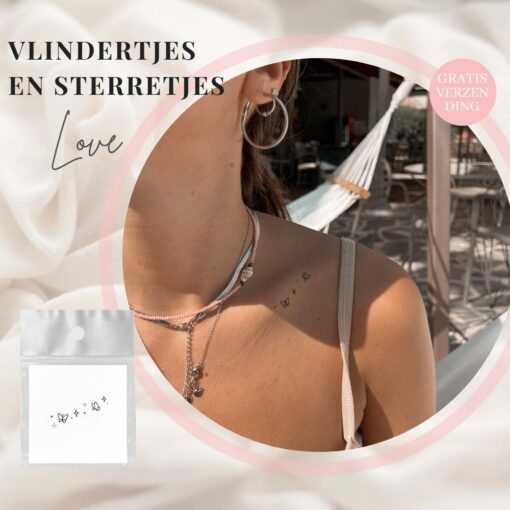 Tijdelijke Tattoo vlindertjes en sterretjes