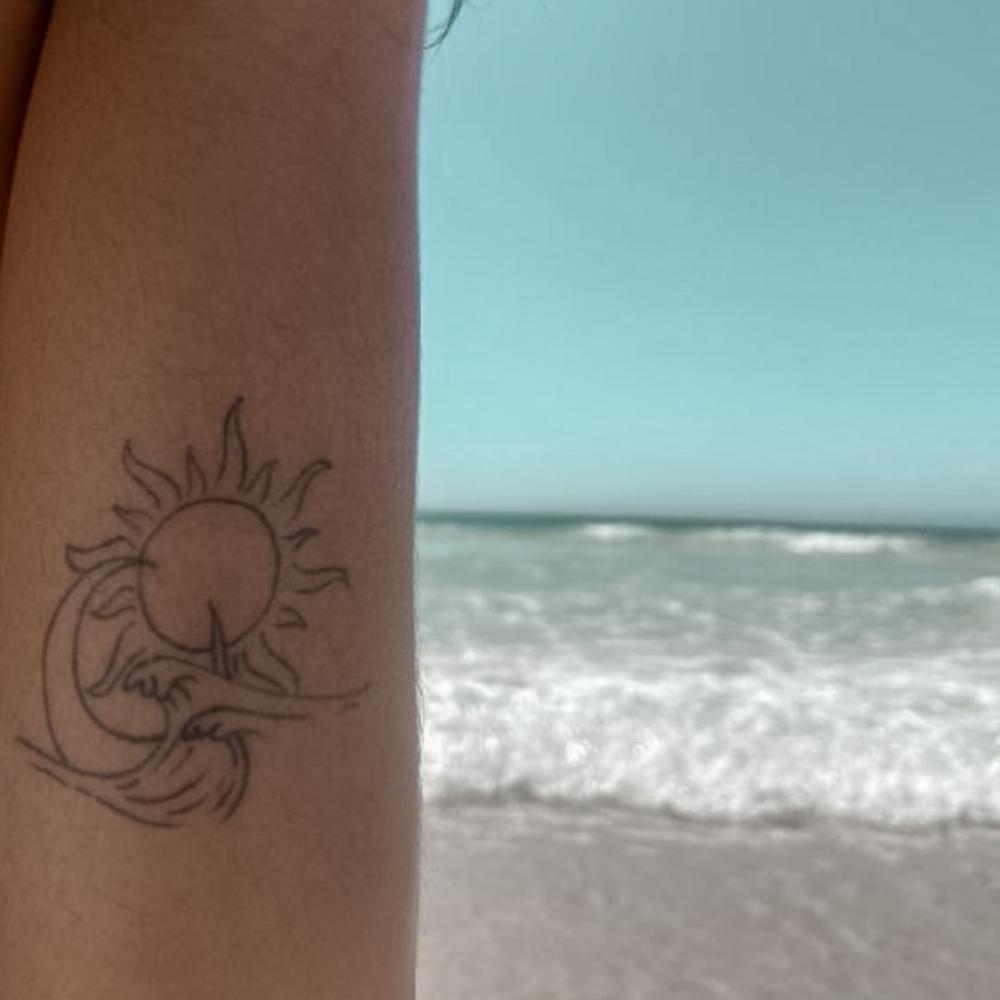 Tatuaggio temporaneo Onde sole luna 2