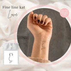 Tijdelijke Tattoo fineline kat
