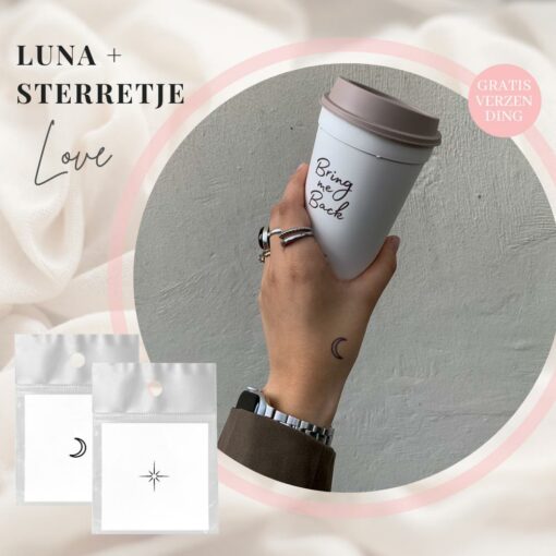 Tijdelijke tattoo bundel luna en ster