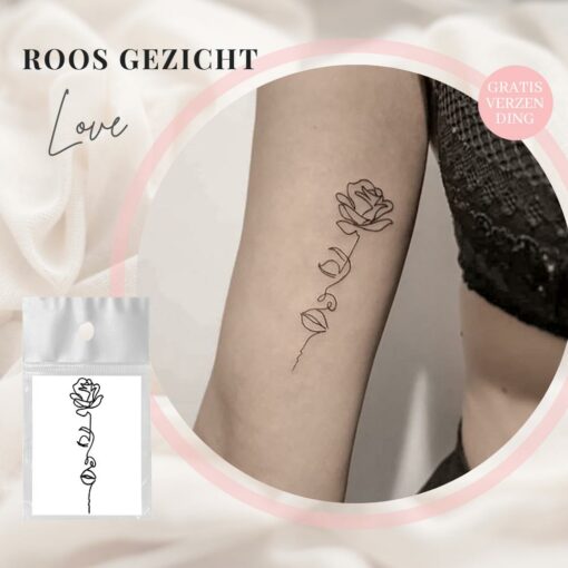 Tijdelijke tattoo roos gezicht 1