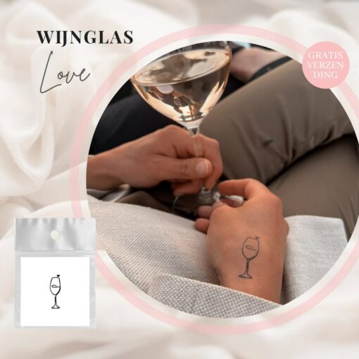 Tijdelijke tattoo wijnglasje 1
