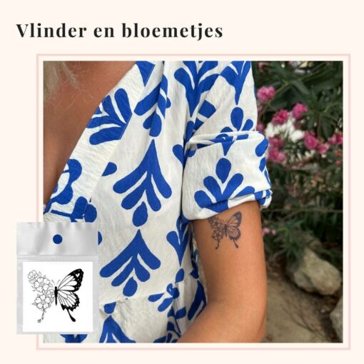 Tijdelijke Tattoo vlinder en bloemetjes