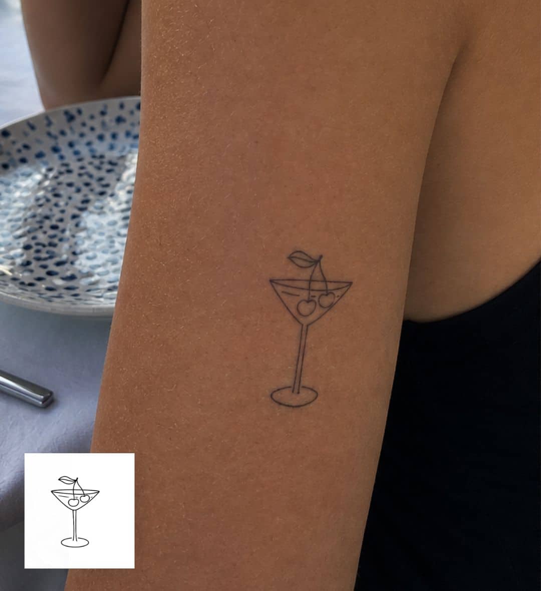 Tijdelijke tattoo martini glas
