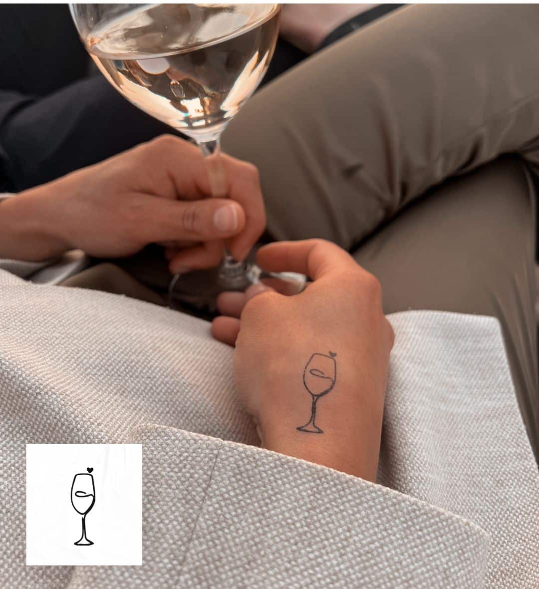 Tijdelijke tattoo wijnglas hartje